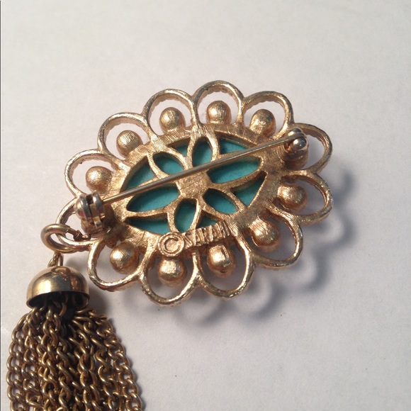 Vintage Sarah Coventry Turquoise and Pearl Tassel - Picture 6 of 8